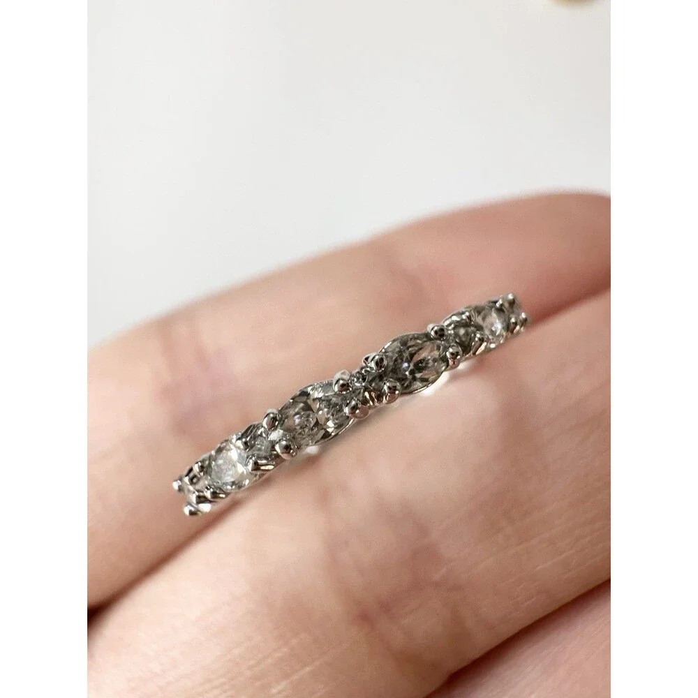 Swarovski Half Eternity Band Ring Silver Tone Size 5